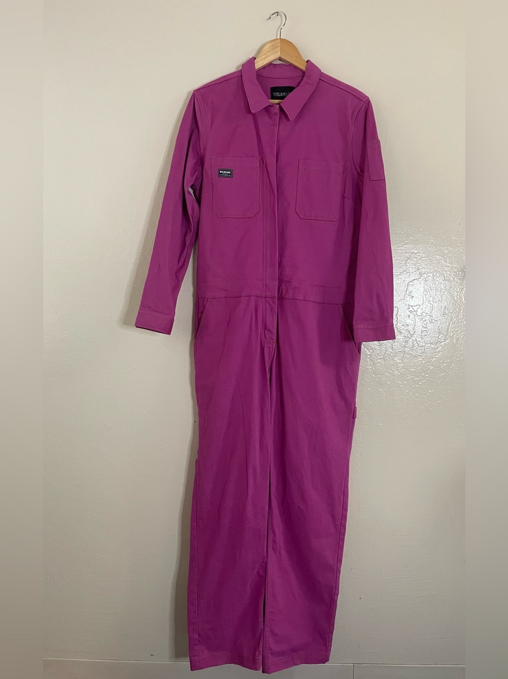 Wildfang pink utility jumpsuit one piece coverall Retro workwear